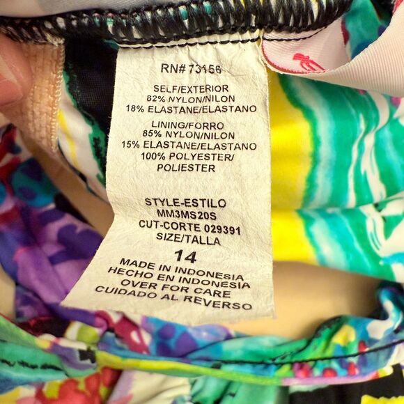 VTG Rose Marie Reid Swim Floral One Piece Shirred Pinup Retro Swimsuit Modest 14 - Picture 3 of 5